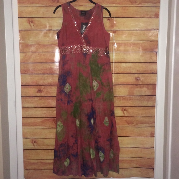BOHO HIPPIE CHIC TIE DYE DRESS FESTIVAL WEAR BNWT - Picture 1 of 8